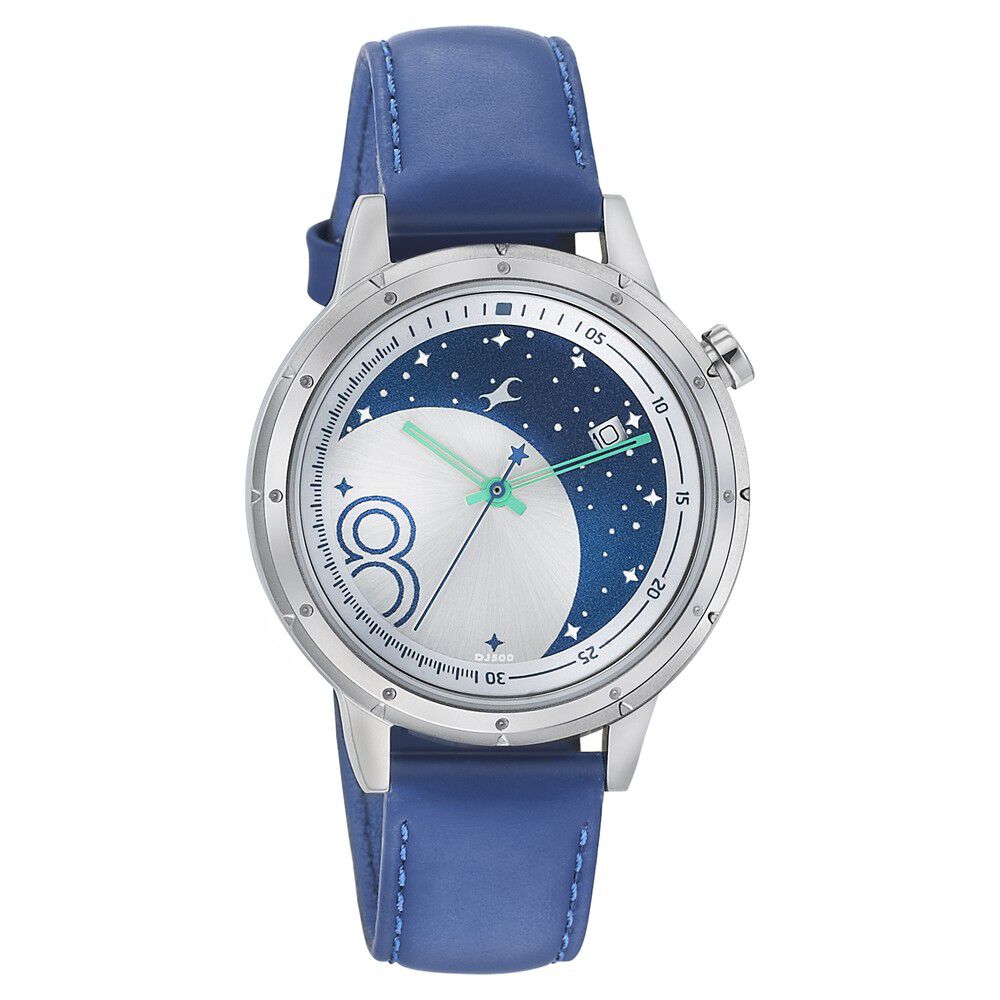 Buy Online Fastrack Space Rover Quartz Analog with Date Silver Dial Leather Strap Watch for Girls nn6194sl01 Titan