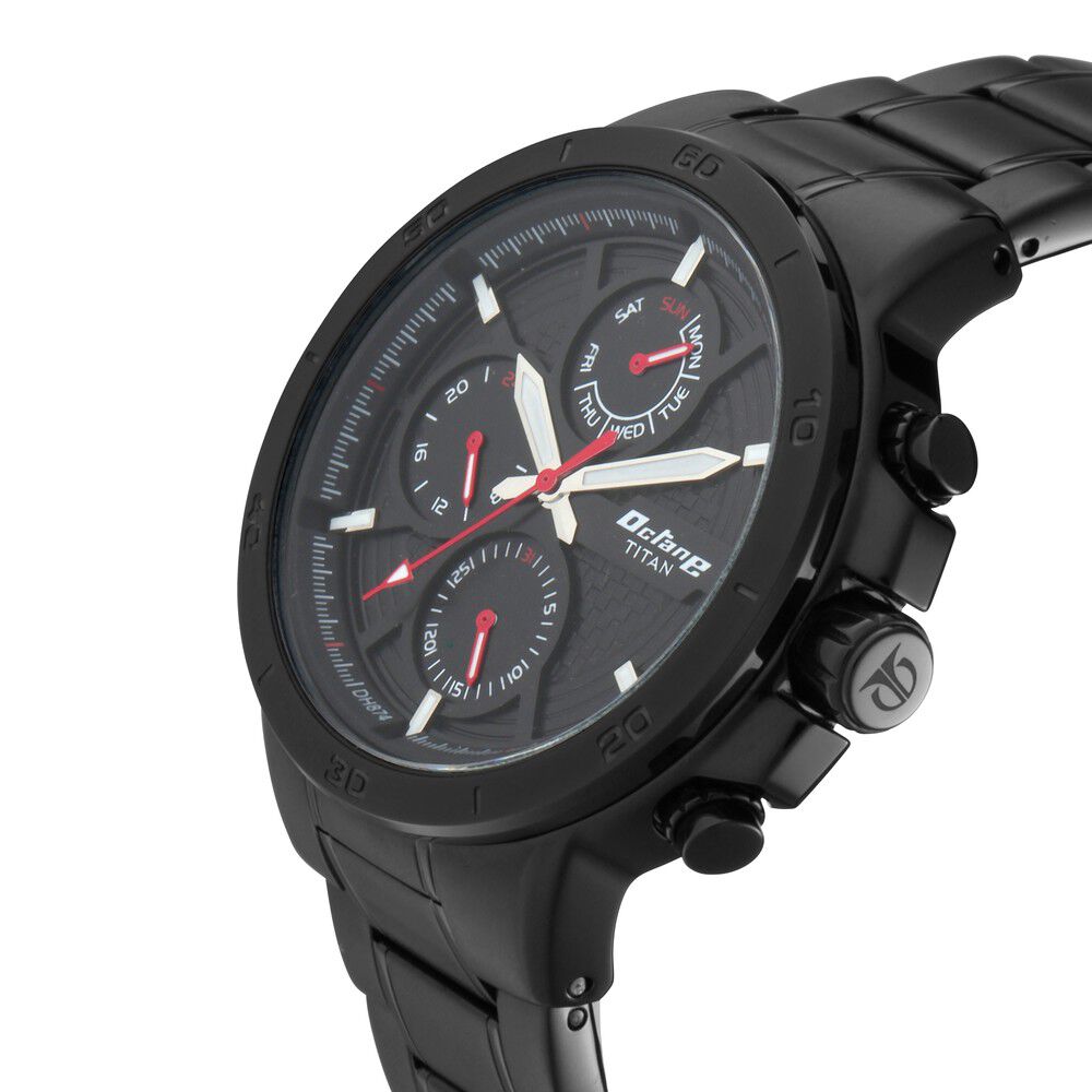 Buy Online Titan Quartz Analog Black Dial Stainless Steel Strap Watch for Men 90091nm01 Titan