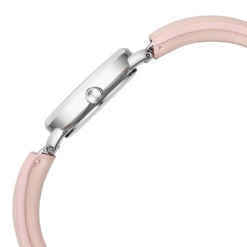 Vyb Muse By Fastrack Quartz Analog Pink Dial Silver PU Leather & Metal Strap Watch For Girls