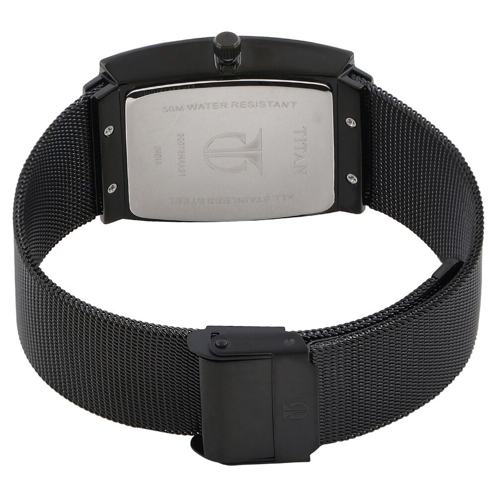 Buy Online Titan Quartz Analog with Date Black Dial Stainless Steel Strap Watch for Men ns90076nm01 Titan