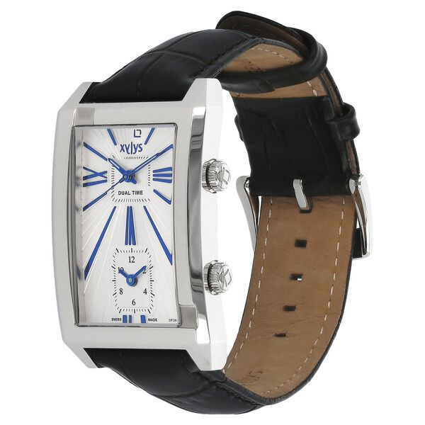 Xylys Swiss Analog Black Leather Strap and Silver Dial Watch For Men - image number 1