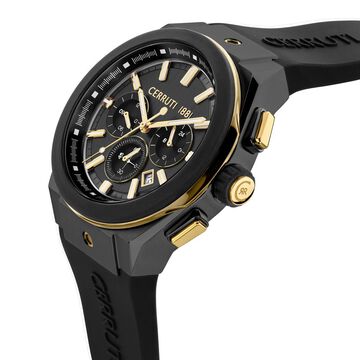 Cerruti 1881 Black Dial Silicone Strap Watch for Men