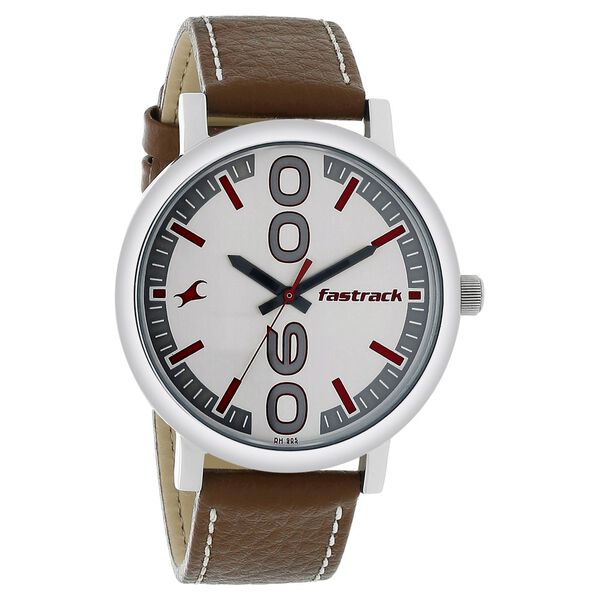 Fastrack Bold Quartz Analog White Dial Leather Strap Watch for Guys - image number 1