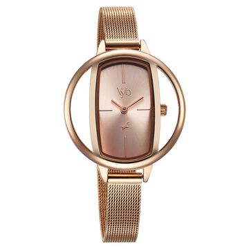 Fastrack Vyb Charmer Quartz Analog Rose Gold Dial Stainless Steel Strap Watch for Girls