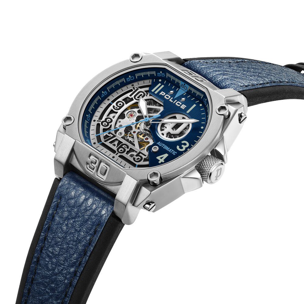 Buy Online Police Automatic Blue Dial Blue Leather Strap Watch For Men plpewge0040001 Titan