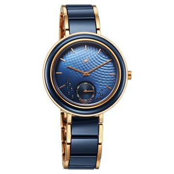 Fastrack Oceanyx - Ceramic Quartz Analog Blue Dial Two Toned Strap Watch For Girls