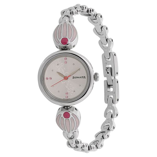 Sonata Quartz Analog Silver Dial Stainless Steel Strap Watch for Women - image number 1