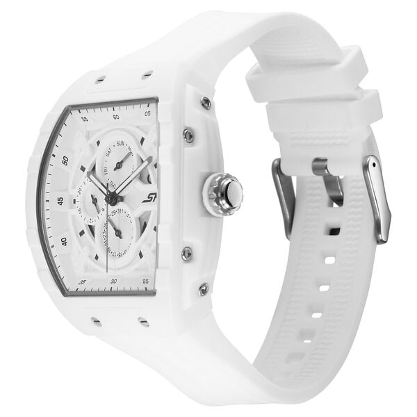 SF Maiden Voyage Sport Watch - White dial & Strap -Tonneau Shaped Case with Multifunction movement - image number 1