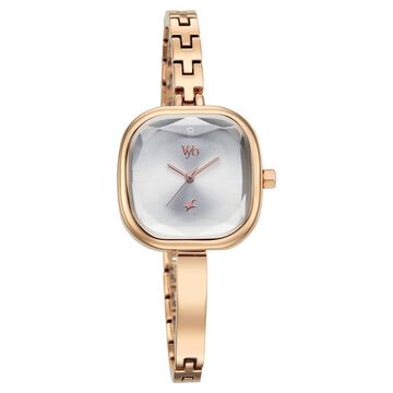 Vyb Aurora By Fastrack Quartz Analog Silver Dial Rose Gold Metal Strap Watch For Girls