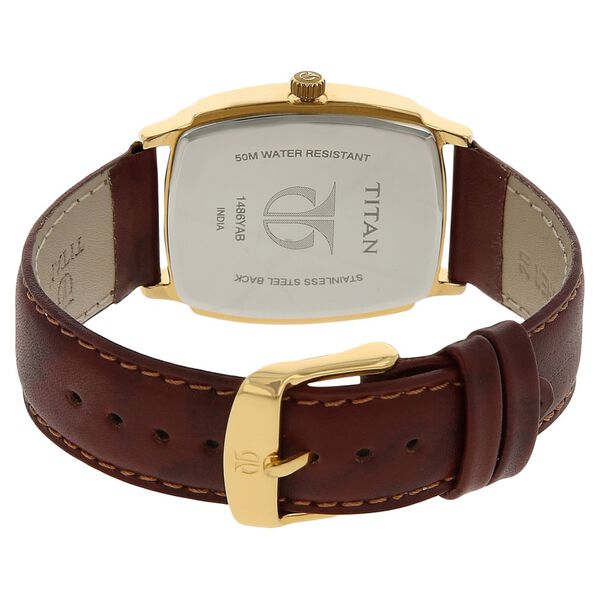 Titan Quartz Analog with Date Silver Dial Leather Strap Watch for Men - image number 3