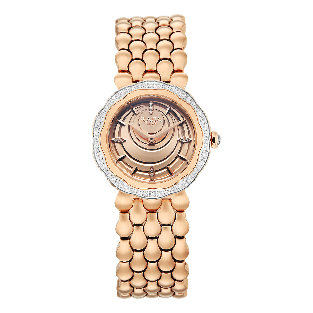 Titan Raga Paris, with Love Quartz Analog Rose Gold Dial Red Stainless Steel Strap Watch For Women-picture-12