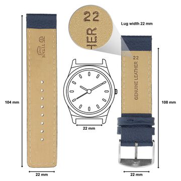 22 mm Blue Genuine Leather Straps for Men