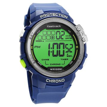 Fastrack Digital Dial Blue Silicone Strap Watch For Guys
