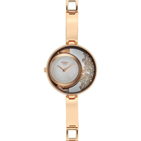 Titan Raga Power Pearls Quartz Analog White Dial with loose pearls Metal Strap Watch for Women - image number 2