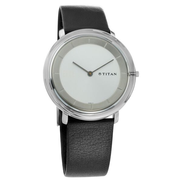 Titan Quartz Analog Silver Dial Leather Strap Watch for Men - image number 1