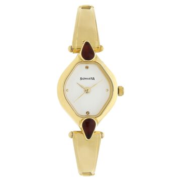 Sonata Quartz Analog White Dial Stainless Steel Strap Watch for Women