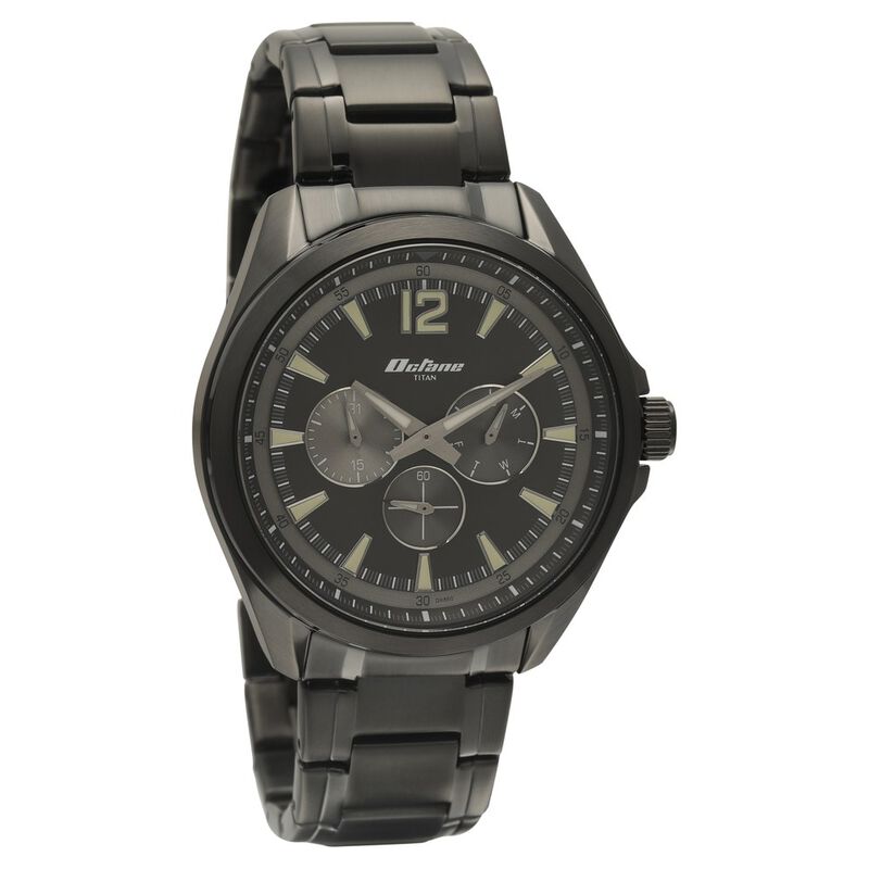 Titan Quartz Multifunction Silver Dial Stainless Steel Strap Watch for Men