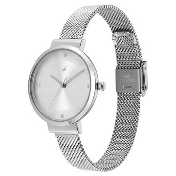 Fastrack Stunners X Quartz Analog Silver Dial Stainless Steel Strap Watch For Girls