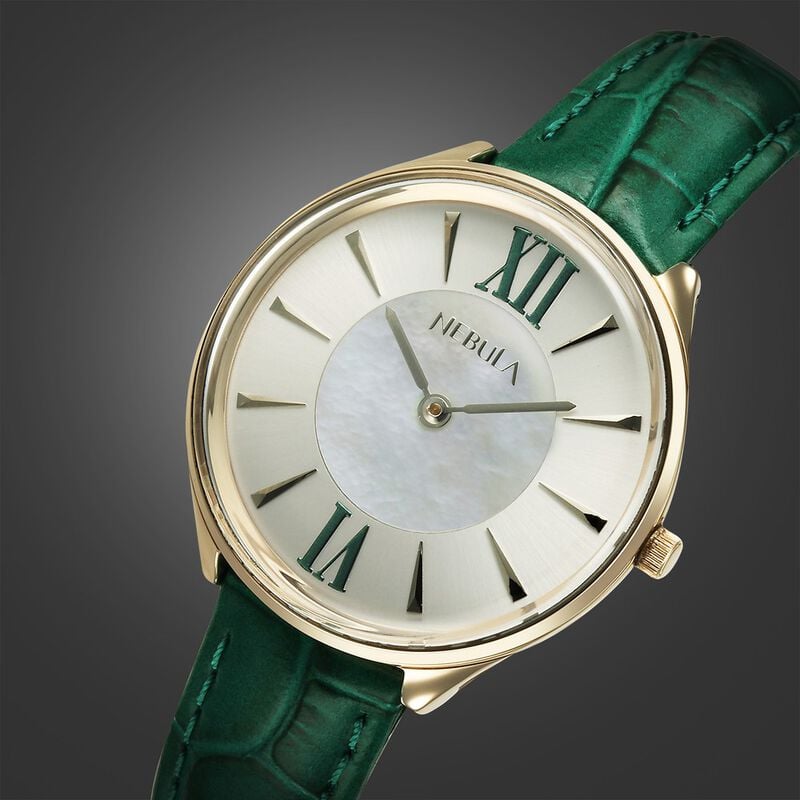 Titan Nebula 18 Karat Gold Quartz Analog Mother Of Pearl Dial Watch For Women