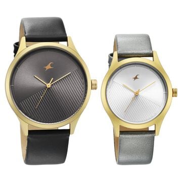 Fastrack Mixmatched Couple Watches with Grey and Silver Dial