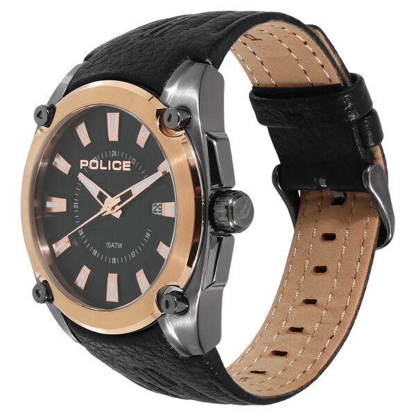 Police Quartz Analog with Date Black Dial Leather Strap Watch for Men - image number 1