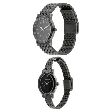 Sonata Quartz Analog Black Dial Metal Strap Watch for Couple
