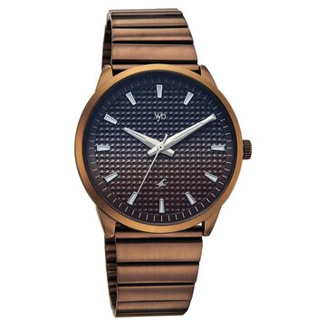 Vyb Arcane By Fastrack Quartz Analog Two Toned Dial Brown Stainless Steel Strap Watch For Guys