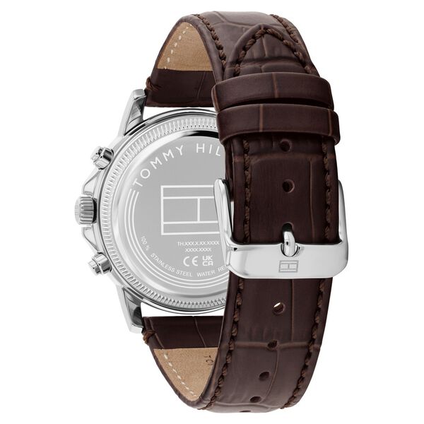 Tommy Hilfiger Quartz Multifunction White Dial Brown Leather Strap Watch For Men - image number 2