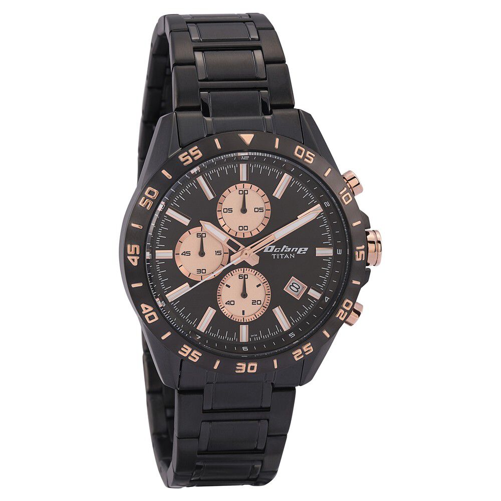 Buy Online Titan Quartz Chronograph Black Dial Stainless Steel