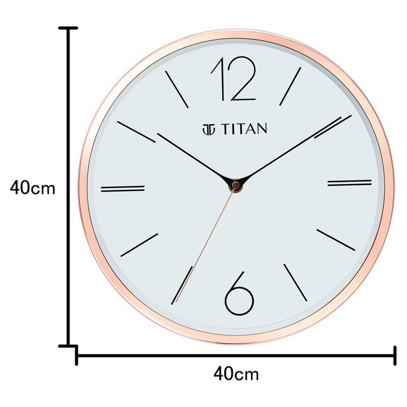 Buy Online Titan Metallic Wall Clock White Dial with Rose Gold Sleek