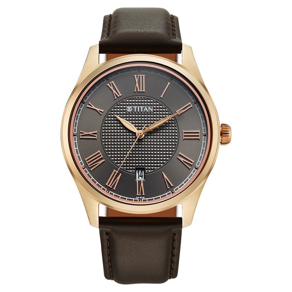 Titan Neo Roman Analog with Anthracite Dial Brown Leather Strap Watch for Men-image-31