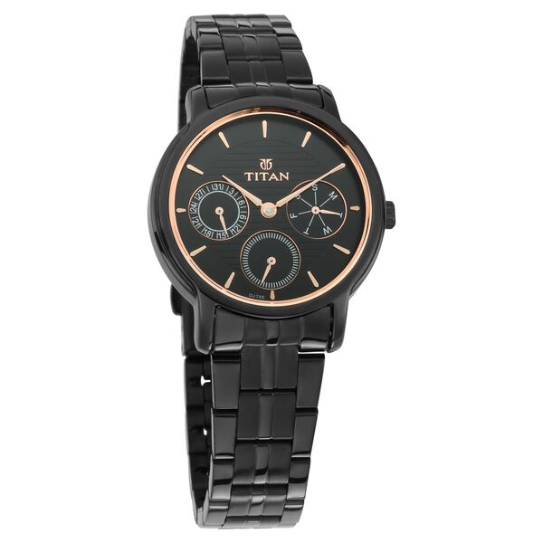 Titan Workwear Black Dial Women Watch With Stainless Steel Strap - image number 0