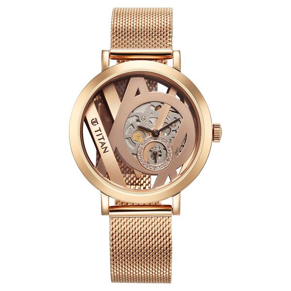 Titan Purple Abstract Quartz Analog Rose Gold Stainless Steel Strap for Women - image number 0