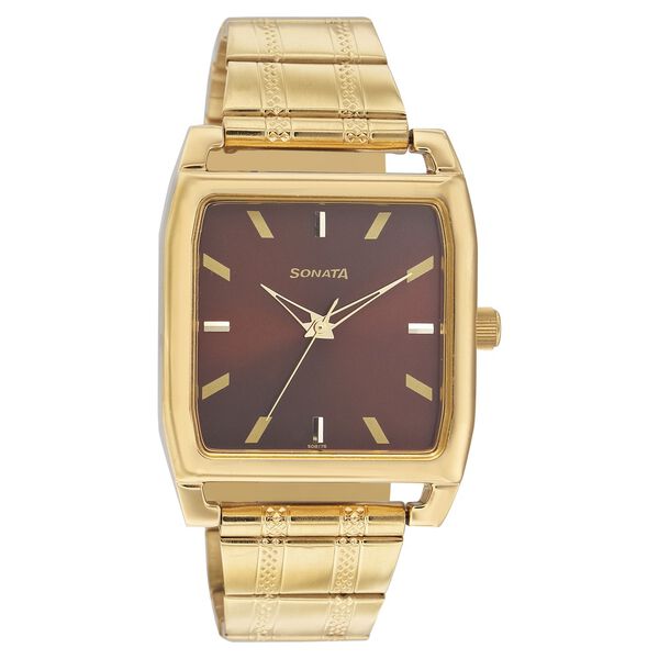 Sonata Quartz Analog Brown Dial Stainless Steel Strap Watch for Men - image number 0