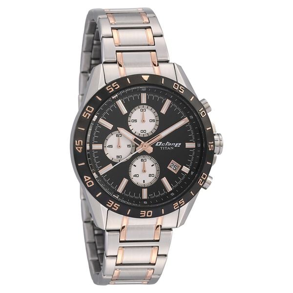 Titan Quartz Chronograph Black Dial Stainless Steel Strap Watch for Men - image number 1