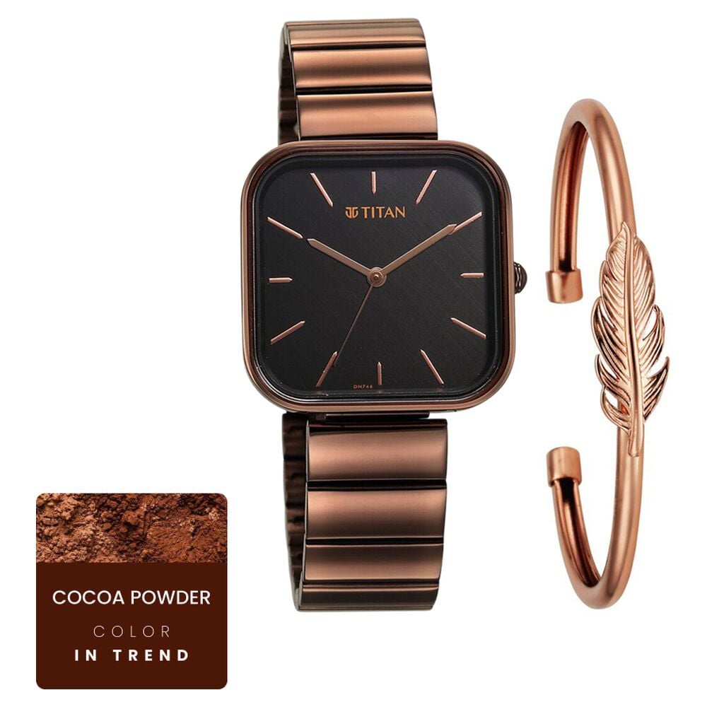 Titan Purple Stackables Quartz Analog Black Dial Stainless Steel Strap Watch for Women-image-29