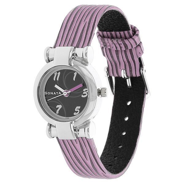Sonata Quartz Analog Black Dial Leather Strap Watch for Women - image number 1