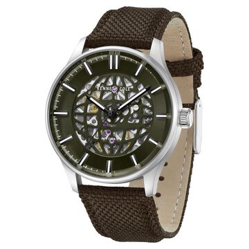 Kenneth Cole Automatic Automatic Green Dial Brown Nylon Strap Watch For Men