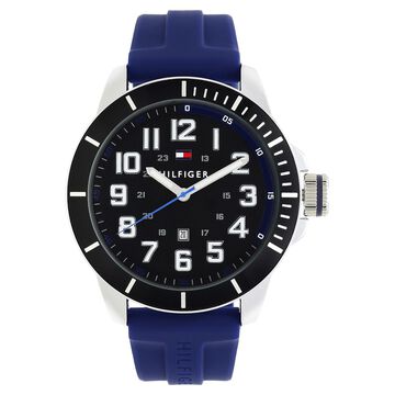 Tommy Hilfiger Quartz Analog with Day and Date Black Dial Silicone Strap Watch for Men