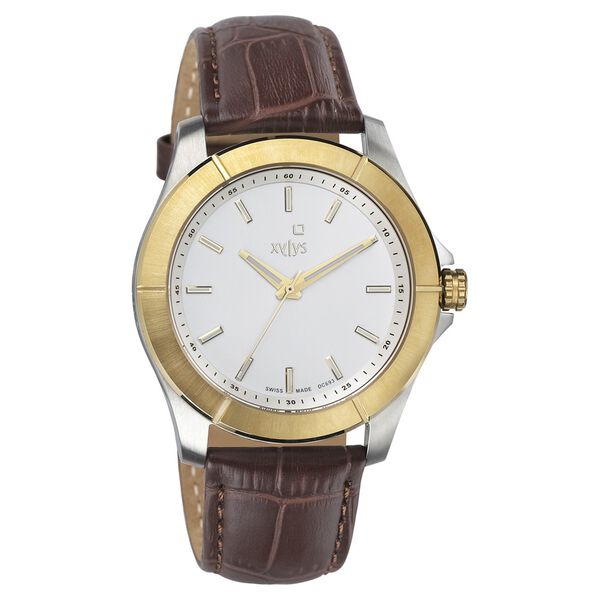 Xylys Swiss Analog Red Leather Strap and White Dial Watch For Men - image number 0