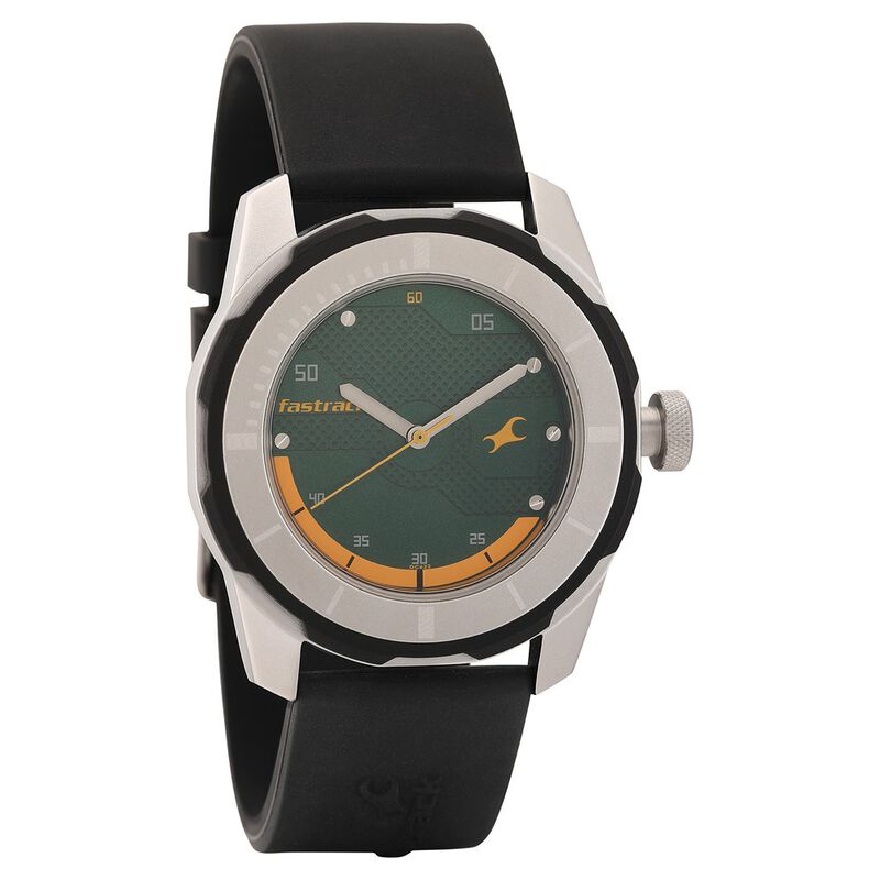 Fastrack Quartz Analog Green Dial Plastic Strap Watch for Guys
