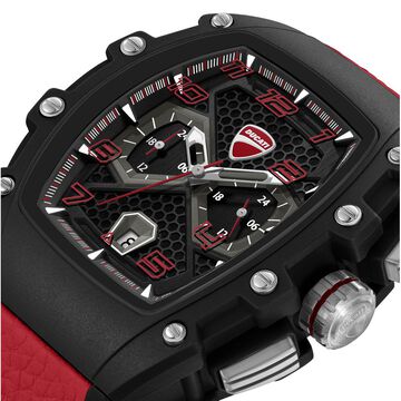 Ducati Quartz Multifunction Black Dial Black Silicone Strap Watch For Men