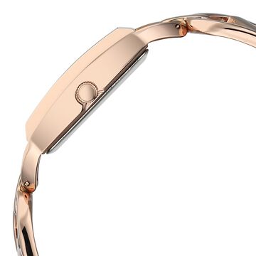 Vyb Striker By Fastrack Quartz Analog Green Dial Rose Gold Metal Strap Watch For Girls