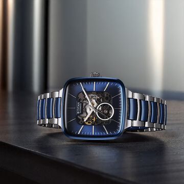 Titan Ceramic Fusion Automatic Square Black Dial Rose Gold Dual-Toned Stainless Steel Bracelet Watch for Men