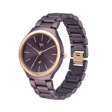 Fastrack Vyb Slayer Quartz Analog Maroon Dial Metal Strap Watch for Girls