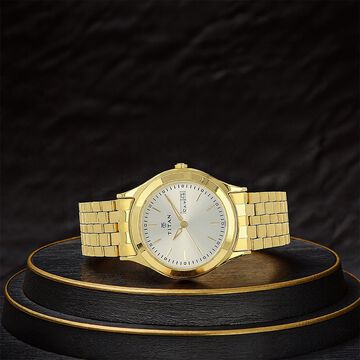 Titan Metal Analog with Day and Date Silver Dial Quartz Stainless Steel Strap Watch for Men