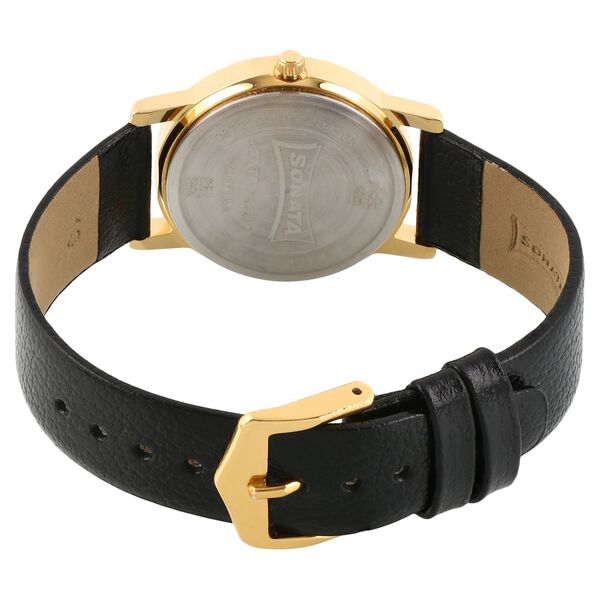 Sonata Quartz Analog Champagne Dial Leather Strap Watch for Men - image number 3