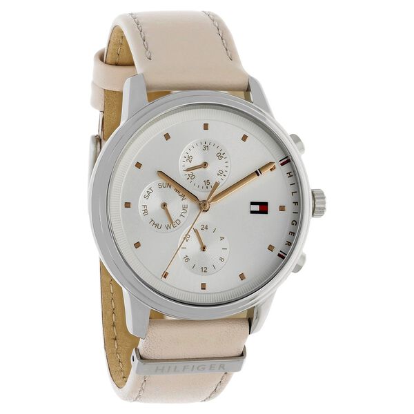 Tommy Hilfiger Quartz Multifunction White Dial Leather Strap Watch for Women - image number 1