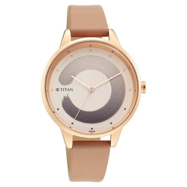 Titan Purple Glam It Up Rose Gold Dial Analog Leather Strap Watch for Women - image number 0