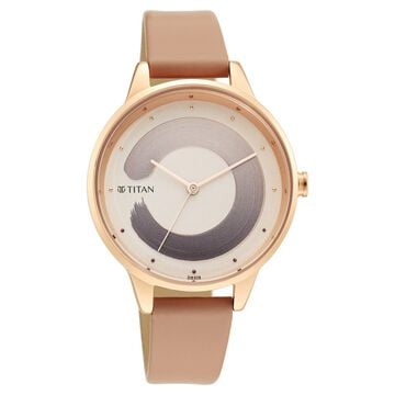 Titan Purple Glam It Up Rose Gold Dial Analog Leather Strap Watch for Women